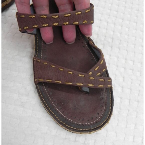 Indigo by Clarks Brown Leather Wedge Espadrille Jute Heel Women's Size 7 - Picture 9 of 11